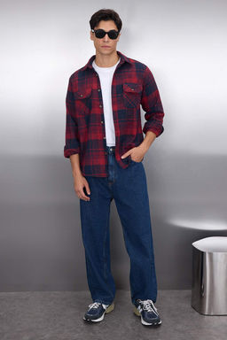 TRENDYOL MAN Bordo Cift Cep Kapakl? Regular Fit K?sl?k Oduncu Kareli Gomlek TMNAW21GO0031 - Trendyolmilla фото 17