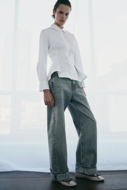 CAMISA POPEL?N PEPLUM ZW COLLECTION / Blanco