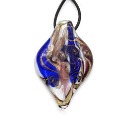 Кулон ручной работы из муранского стекла Лист 35*60мм цв.сиренево-синий