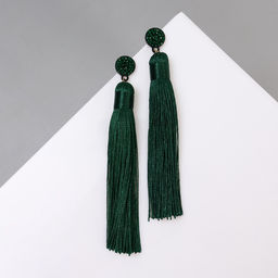 Серьги Кисти гармония, цвет изумрудный, L кисти 8.5 см