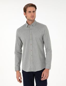 Рубашка Pierre Cardin Slim Fit светло‑хаки с длинным рукавом