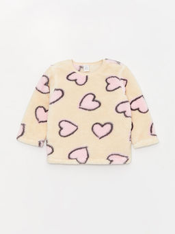 Bisiklet Yaka Uzun Kollu Desenli Pel?? K?z Bebek Pijama Tak?m?