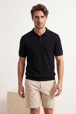 Siyah Regular/Normal Kesim _zel _plik Premium Basic Triko Polo Yaka T-shirt TMNSS26PO00044 - Trendyolmilla фото 2