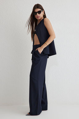 TRENDYOLMILLA Bej Kemerli Wide Leg/Genis Paca Dokuma Pantolon Pantolon TWOSS25PL00031 фото 2