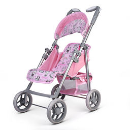 Коляская кукольная трость, металлическая, с корзиной