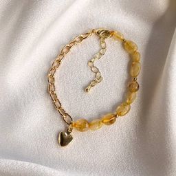 Браслет на цепочке с подвеской "Сердце" из Цитрина 17 см +