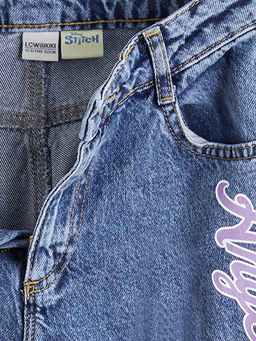 Wideleg Angel Bask?l? K?z ?ocuk Jean Pantolon