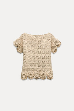 FLORAL CROCHET KNIT TOP - Zara фото 5