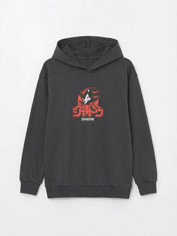 Kap??onlu Sonic Bask?l? Erkek ?ocuk Sweatshirt