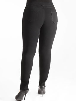 Джеггинсы больших размеров на флисе зимние черные - Almond фото 3