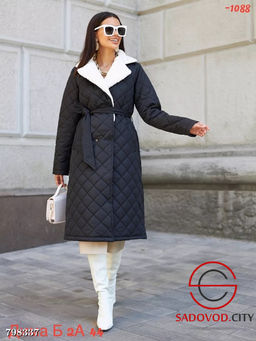 куртка женская длинная с поясом - Bruno фото 2