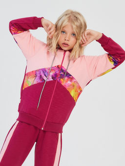 Спортивный костюм "Иллюзия",персик-бордо