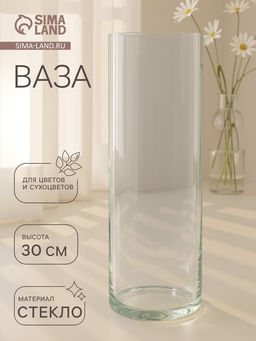 Ваза Трубка 107, 2.4 л, 30?10.7 см, стекло, прозрачная