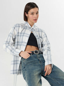 Рубашка женская серая в клетку