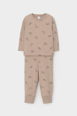 К 1561/тем.бежевый,динозаврики на песке пижама д/дет яс