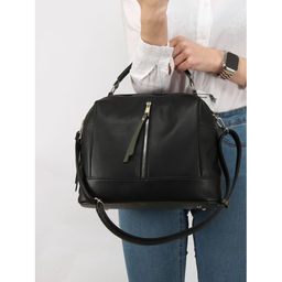 Сумка женская искусственная кожа ADEL-225, 2отд+плеч/рем, черный/олива флотер 257997 - Adelia фото 5