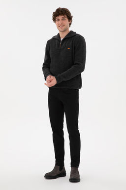 Erkek Slim Fit Siyah Kanvas Pantolon