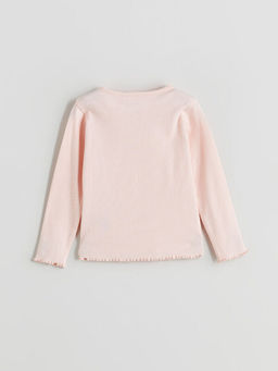 Bisiklet Yaka Fiyonk Desenli Uzun Kollu K?z Bebek Ti??rt