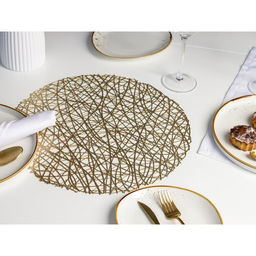 Набор салфеток сервировочных на стол Доляна Паутинка, d=38 см, 4 шт, цвет золотой  фото 15