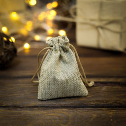 Цена за 10 шт. Мешочек подарочный из холщи, бежевый, 7 х 9 см