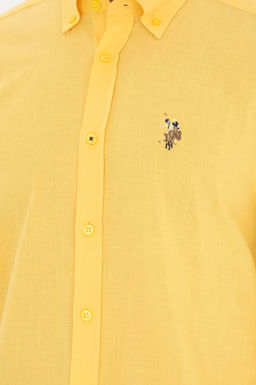Мужская желтая базовая рубашка с длинным рукавом - U.s. polo assn фото 7