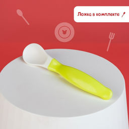 Тарелка M&B «Друзья» на присоске, в наборе крышка, ложка, цвет зелёный