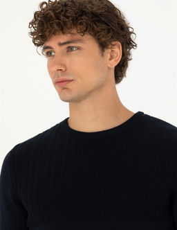 Lacivert Slim Fit Bisiklet Yaka Triko Kazak - Pierre cardin фото 2