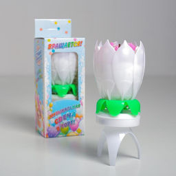 Цена за 2 шт. Свеча для торта музыкальная «Тюльпан», крутящаяся, белая, 14.5×6 см