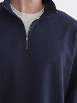 Fermuarl? Dik Yaka Uzun Kollu Erkek Sweatshirt