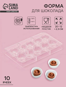 Форма для конфет и шоколада Конфи, 20?12?2.5 см, 10 ячеек 3?1.5 см, прозрачная