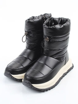 02-WA010-1M BLACK Сапоги Дутики зимние женские (натуральная кожа, курточная ткань, 100% шерсть) - Фабричный китай фото 3