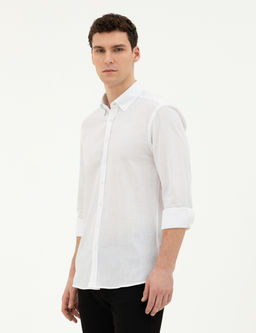 Beyaz Slim Fit Uzun Kollu G_mlek