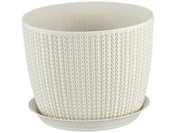 Кашпо ВЯЗАНИЕ d155мм с поддоном, арт. М3120 - Полимербыт фото 2