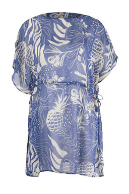 Tropikal Desenli Dokuma Mini Buzgulu Plaj Elbisesi TBESS26EL00037