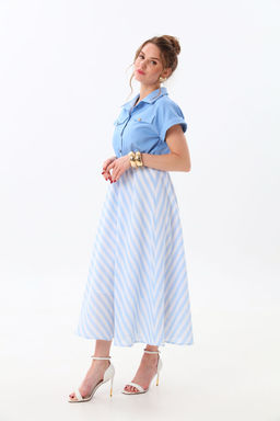 Платье NIKVA н969-2 голубой+бело-голубая полоска  фото 3