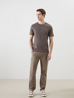 Bisiklet Yaka Bask?l? Penye Erkek Ti??rt