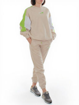 3160/3161 BEIGE/LT. GREEN Костюм спортивный женский (95% хлопок, 5% эластан)