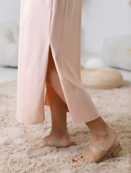 Длинное прямое платье с разрезами из 100% хлопка - Vilatte фото 4