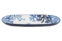 Блюдо, 40х12,5 см, керамика К, белое, овальное, Синие кораллы, Blue Coral