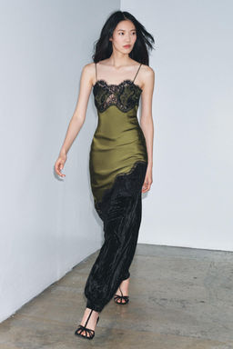 ASYMMETRIC SATIN LACE DRESS ZW COLLECTION