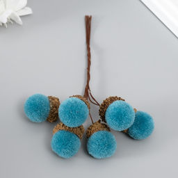 Цветы для декорирования «Жёлудь», голубой, 1 букет= 6 веточек, d=2 см, 11 см