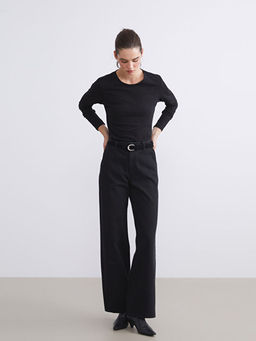 Beli Kemerli Wideleg Kad?n Jean Pantolon