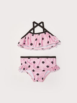 Esnek Kuma?tan Bask?l? K?z Bebek Bikini Tak?m?