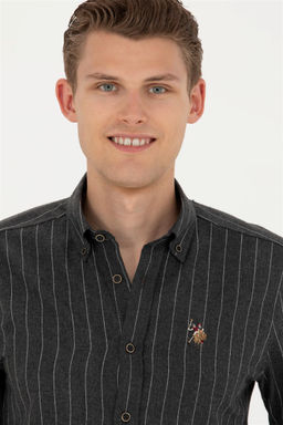 Мужская рубашка антрацитового цвета с длинным рукавом - U.s. polo assn фото 4