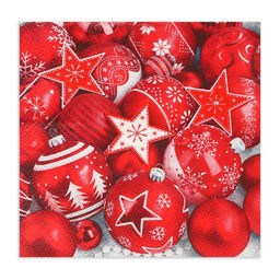 Цена за 3 шт. Салфетки бумажные Bouquet de Luxe Новогодняя композиция, красная, 3 слоя, 24?24 см, 25 шт.