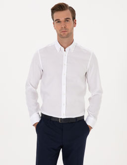 Beyaz Slim Fit Uzun Kollu Basic G_mlek - Cacharel фото 3