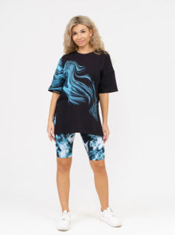 910 Костюм "черный/голубой"