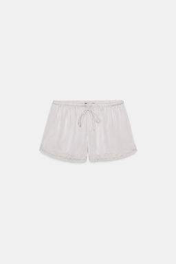 SHORT MINI SATINADO ENCAJE / Gris claro - Zara фото 5