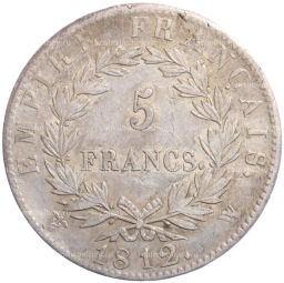 Монета 5 франков 1812 года W Франция