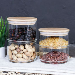 Банка для хранения 2-х ярусная бамбуковая крышка 8 см / LCSC22-8/уп 40/ - Галеонтрейд фото 12